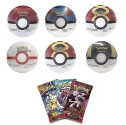 6 x Pokemon TCG Pokeball Tins - 18 Booster Packs Factory Sealed Costco Confirmed - Image 1