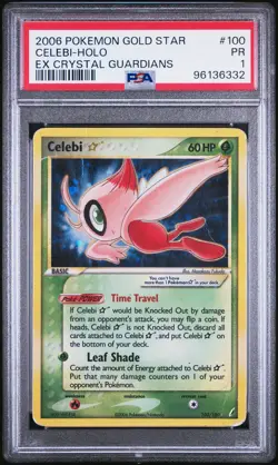 2006 Pokemon Ex Crystal Guardians Celebi Gold Star #100 PR PSA 1 Holo - Image 1