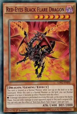 LDK2-ENJ02 RED-EYES BLACK FLARE DRAGON COMMON 1ST EDITION YuGiOh CARD - Image 1