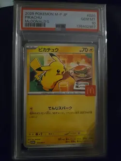 McDonald's 2025 Pokemon Japanese M-P Promo Card #020 Pikachu Burgerchu PSA 10 - Image 1