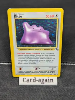 Pokemon TCG Ditto Fossil 3/62 Holo Unlimited Rare Card WOTC, MP Condition - Image 1