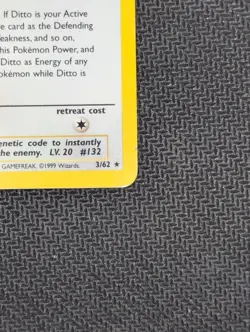 Pokemon TCG Ditto Fossil 3/62 Holo Unlimited Rare Card WOTC, MP Condition - Image 5