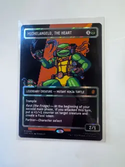 Michelangelo, The Heart (0092) (Borderless) (Pixel Surge Foil) TMNT Magic MTG - Image 1