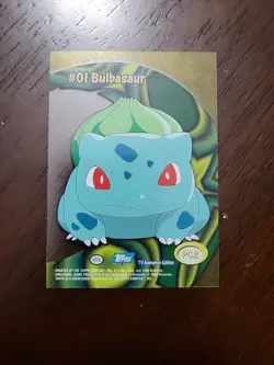 NM! Bulbasaur #01 PC2 Topps TV Animation Clear Blue Logo Pokemon Card - Image 2