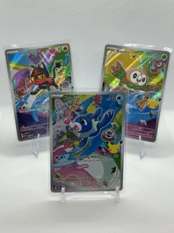 Pokemon First Partner Illustration Collections Rowlet 43 Litten 44 Popplio 45 - Image 1