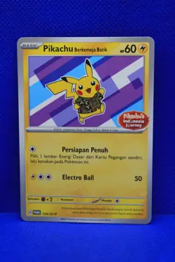 Pokemon Promo Indonesia Pikachu Lila Batik 154/SV-P Stamped Indonesia Journey - Image 1