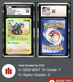 CGC 10 Armaldo 1/100 Pokemon (2006) EX Sandstorm Reverse Holo - Image 3
