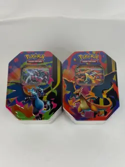 Mega Charizard X and Y Tins Sealed 2026 Set of 2 Pokemon TCG Phantasmal Flames - Image 1