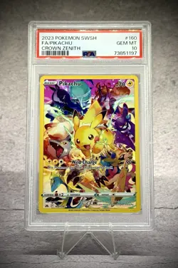 PSA 10 💎 2023 POKEMON SWORD & SHIELD CROWN ZENITH #160 FULL ART/PIKACHU - Image 1