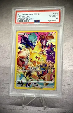 PSA 10 💎 2023 POKEMON SWORD & SHIELD CROWN ZENITH #160 FULL ART/PIKACHU - Image 2