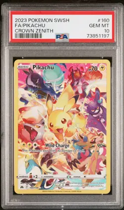 PSA 10 💎 2023 POKEMON SWORD & SHIELD CROWN ZENITH #160 FULL ART/PIKACHU - Image 5