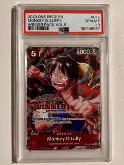 #3 2023 One Piece EN Winner Pack Vol.5 #012 Monkey D. Luffy PSA 10 GEM MINT - Image 1