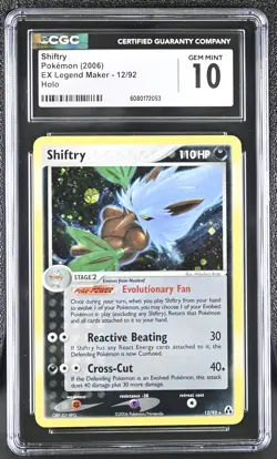 CGC 10 GEM MINT Shiftry 2006 EX Legend Maker 12/92 Holo Pokemon Card - Image 1