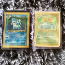 Pokemon TCG Base Set Blastoise & Venusaur Cards Wizards of the Coast 1999 Lot - Image 1