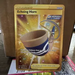 Pokemon TCG Echoing Horn 225/198 Gold Secret Rare Near mint ships fast - Image 1
