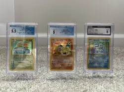 1999 Pokemon Base Set Unlimited "Big Three" Charizard, Blastoise Venusaur CGC - Image 1