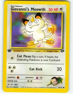 Giovanni's Meowth - 1st Edition - 74/132 Gym Challenge - Pokemon TCG - 2000 - Image 1