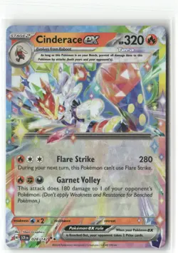 Pokemon Cinderace ex - Double Rare SV07: Stellar Crown 028/142 - Image 1