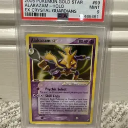 Pokemon 2006 EX Crystal Guardians Gold Star #99 Alakazam-Holo Swirl PSA 9 - Image 1