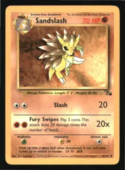 Sandslash 41/62 Uncommon Fossil Pokemon Unlimited Lightly Played - Image 1