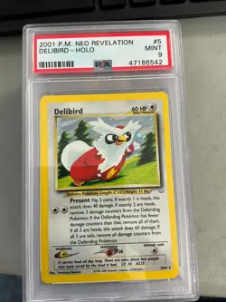 TCG 2001 Pokemon Neo Revelation #5 Delibird PSA 9 - Image 1