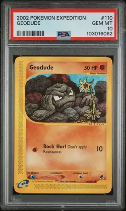 2002 Pokemon Expedition Geodude #110/165 PSA 10 GEM MT - Image 1