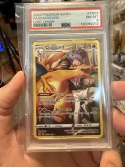 2022 POKEMON SWORD & SHIELD LOST ORIGIN #TG03 FULL ART/CHARIZARD PSA 8 - Image 1