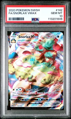 2020 Pokemon Snorlax VMAX - Base Set - 142/202 - PSA 10 GEM MINT - Image 3