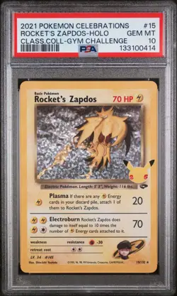 2021 POKEMON CELEBRATIONS CLASSIC COLL #15 ROCKET'S ZAPDOS-HOLO PSA 10 - Image 1