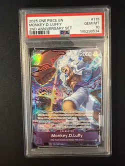 Monkey.D.Luffy [2nd Anniversary] OP05-119 One Piece PSA 10 English - Image 1