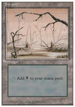 1 x Swamp (371) - Fourth Edition - Heavy Play - MTG - Image 1
