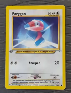 Porygon 78/105 Pokemon TCG 1st Edition Neo Destiny NM Vintage 2002 Card - Image 1