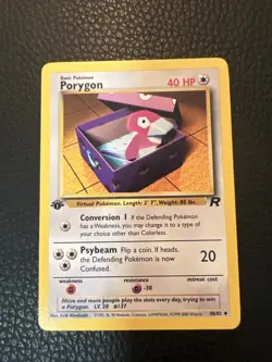 T1 Pokemon TCG Porygon 48/82 Team Rocket 1st Edition Vintage 2000 Near Mint NM - Image 1