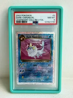 2002 POKEMON LEGENDARY COLLECTION — #9 DARK VAPOREON — REVERSE FOIL — PSA 8 - Image 1