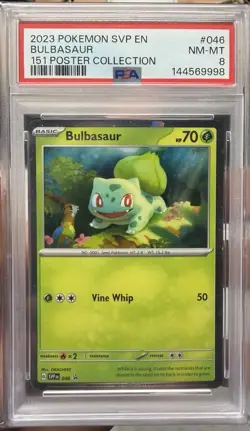 2023 POKEMON SVP EN-SV BLACK STAR PROMO 151 POSTER COLL #046 BULBASAUR PSA 8 - Image 1