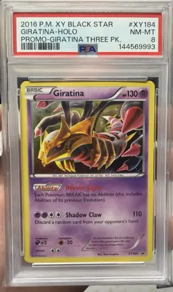 2016 POKEMON XY BLACK STAR PROMO GIRATINA THREE PACK #XY184 GIRATINA-HOLO PSA 8 - Image 1