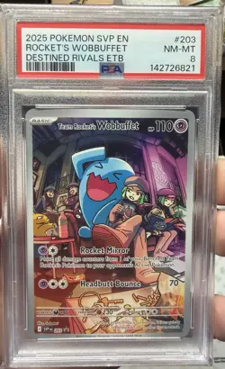 2025 Pokemon SVP EN #203 Rocket's Wobbuffet Destined Rivals PSA 8 Promo - Image 1