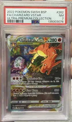 2022 Pokemon SWSH FA Charizard Vstar Ultra Premium Collection #262 PSA 7 Miscut - Image 1
