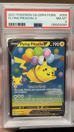 2021 POKEMON CELEBRATIONS #006 FLYING PIKACHU V PSA 8 - Image 1