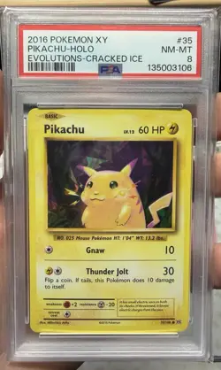 PSA 8 2016 Pokemon XY Pikachu Holo Cracked Ice - #35/108 - Image 1