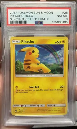 PSA 8 Pikachu Cracked Ice 2017 Pokemon Sun And Moon Lets Play Pikachu Theme Deck - Image 1