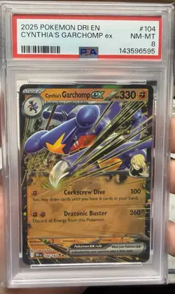 2025 POKEMON DRI EN-DESTINED RIVALS #104 CYNTHIA'S GARCHOMP EX PSA 8 - Image 1