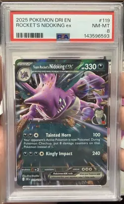 PSA 8 Team Rockets Nidoking ex 2025 Pokemon DRI EN #119 - Image 1