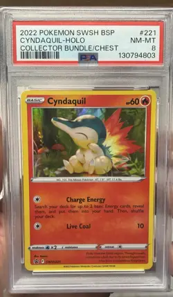 PSA 8 Cyndaquil Holo 2022 Pokemon Collector Chest #SWSH221 - Image 1