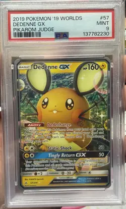PSA 9 Dedenne GX Pokemon 2019 Worlds Pikarom Judge #57 - Image 1