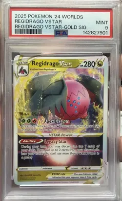 PSA 9 Regidrago Vstar Pokemon 24' Worlds Gold Sig - Image 1