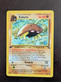Kabuto Pokemon Card, NM 1st Edition Fossil Set 50/62 Common TCG 1999 WOTC - Image 1