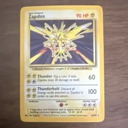 Zapdos Base Set Holo Rare 16/102 English 90 HP Thunderbolt Pokemon Card 1999 - Image 1
