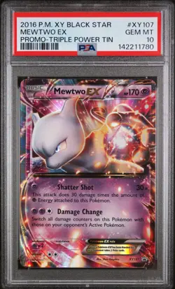 2016 POKEMON XY BLACK STAR PROMO TRIPLE POWER TIN #XY107 MEWTWO EX PSA 10 - Image 1