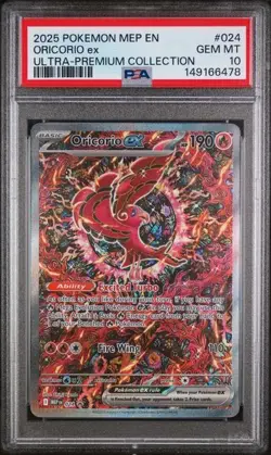 2025 Pokemon Mega Card 024 Oricorio EX Ultra premium Promo Graded PSA 10 - Image 1